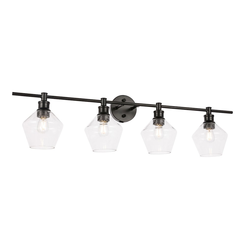 Gene 4 light Black and Clear glass Wall sconce