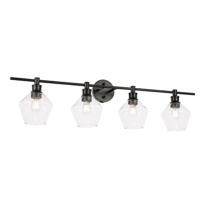 Gene 4 light Black and Clear glass Wall sconce