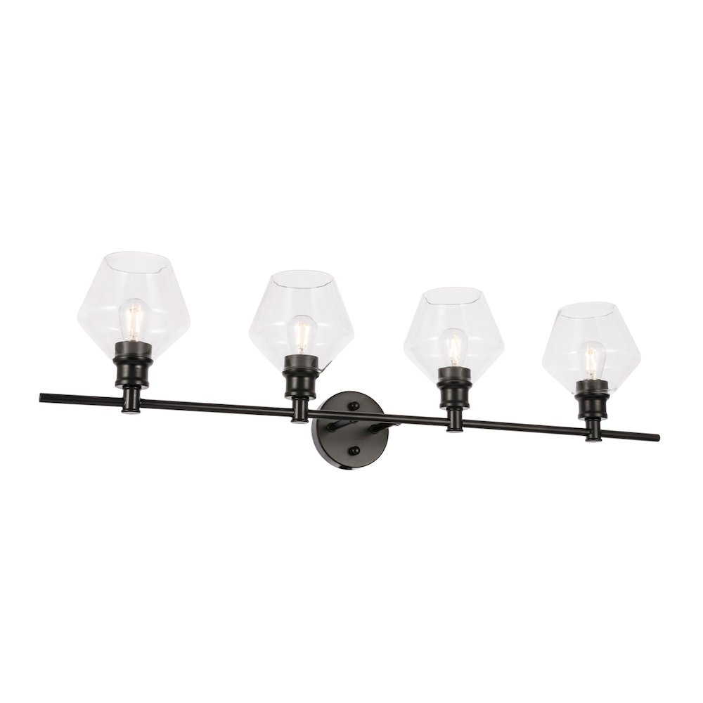 Gene 4 light Black and Clear glass Wall sconce