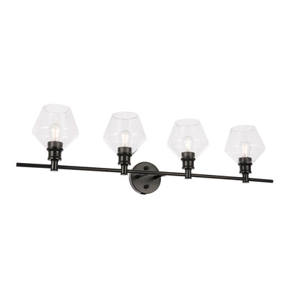 Gene 4 light Black and Clear glass Wall sconce