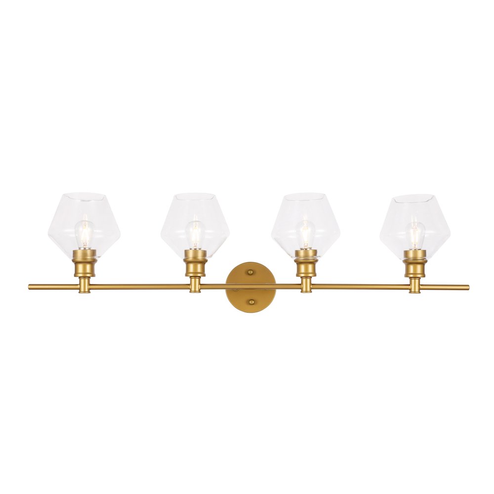 Gene 4 light Brass and Clear glass Wall sconce