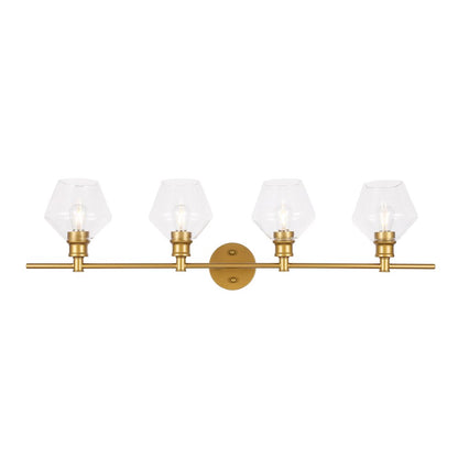 Gene 4 light Brass and Clear glass Wall sconce