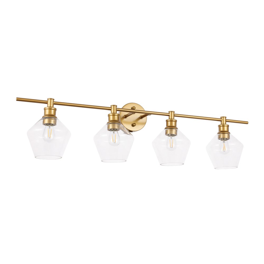Gene 4 light Brass and Clear glass Wall sconce