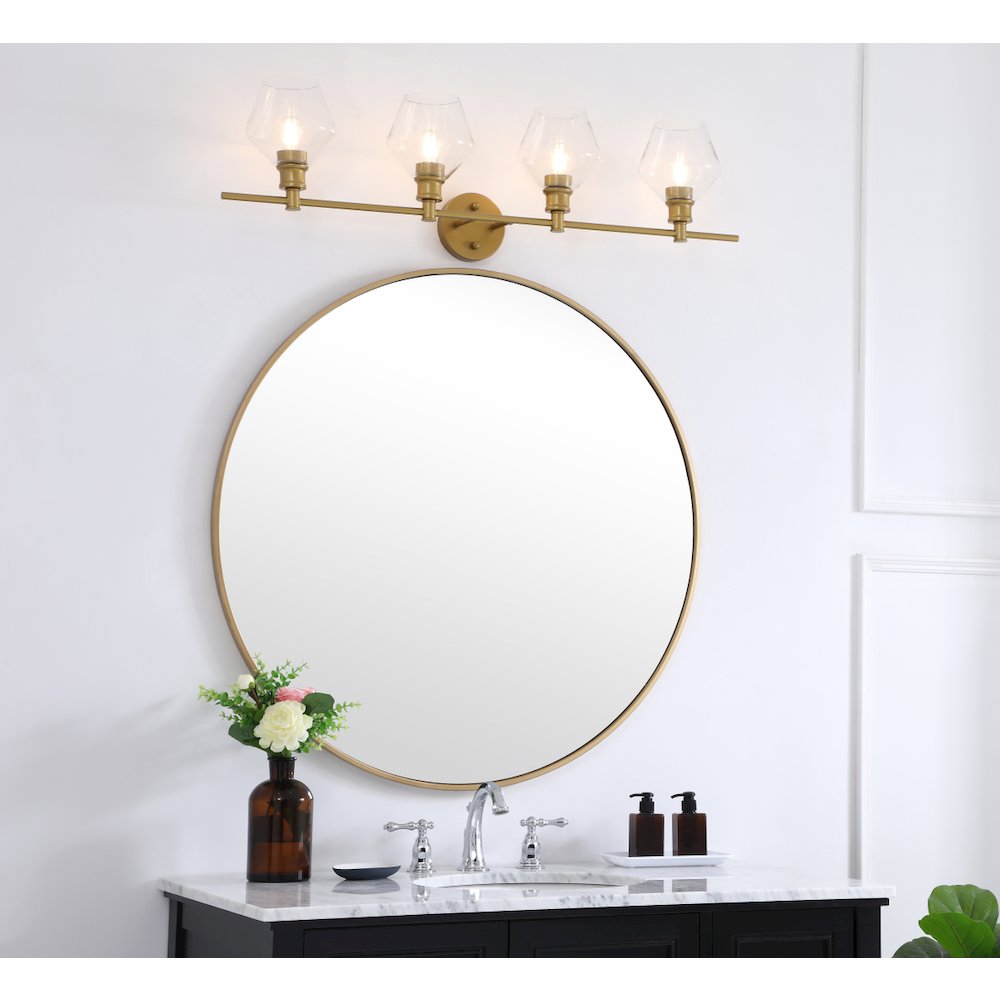 Gene 4 light Brass and Clear glass Wall sconce
