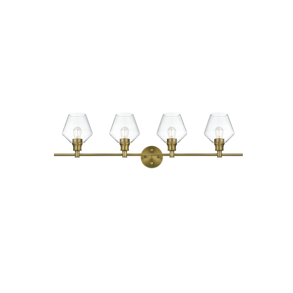 Gene 4 Light Satin Gold and Clear Glass Wall Sconce