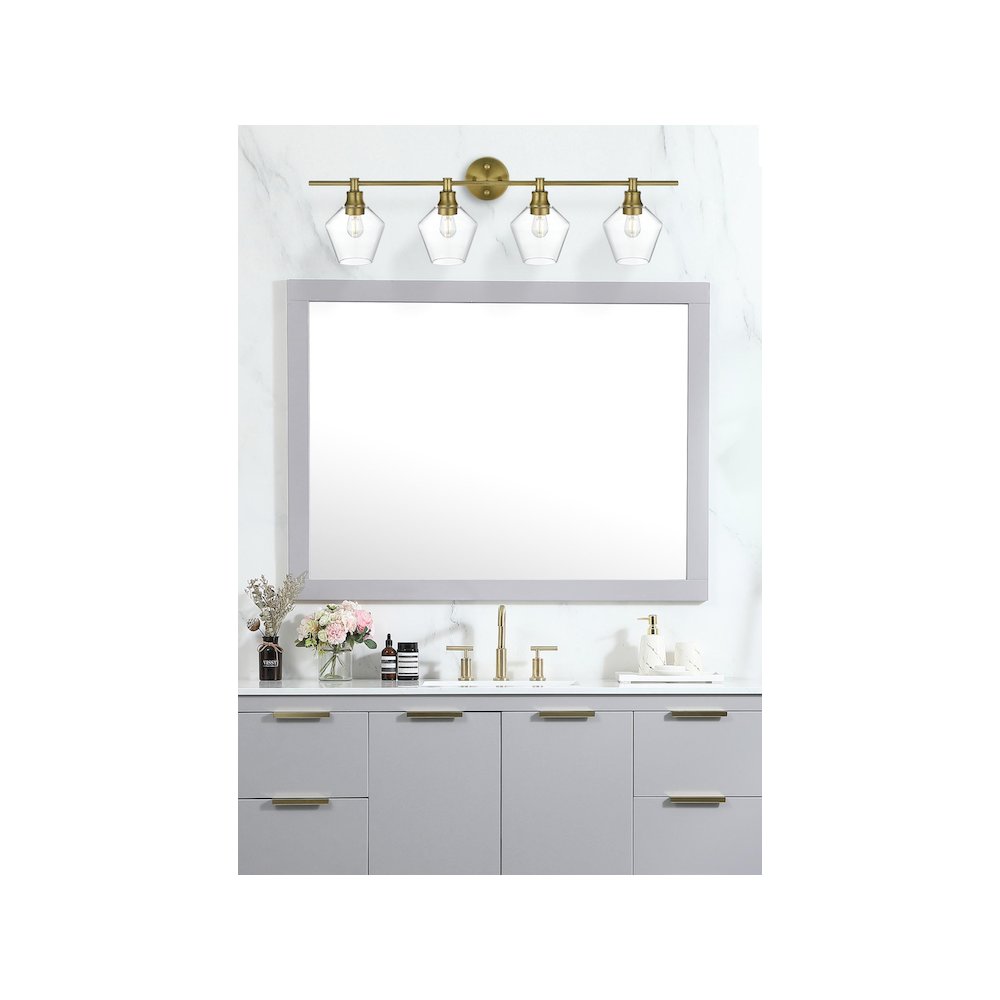 Gene 4 Light Satin Gold and Clear Glass Wall Sconce
