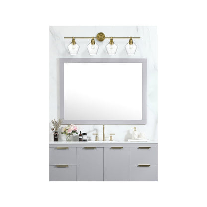 Gene 4 Light Satin Gold and Clear Glass Wall Sconce