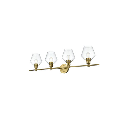 Gene 4 Light Satin Gold and Clear Glass Wall Sconce
