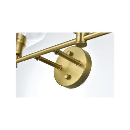 Gene 4 Light Satin Gold and Clear Glass Wall Sconce