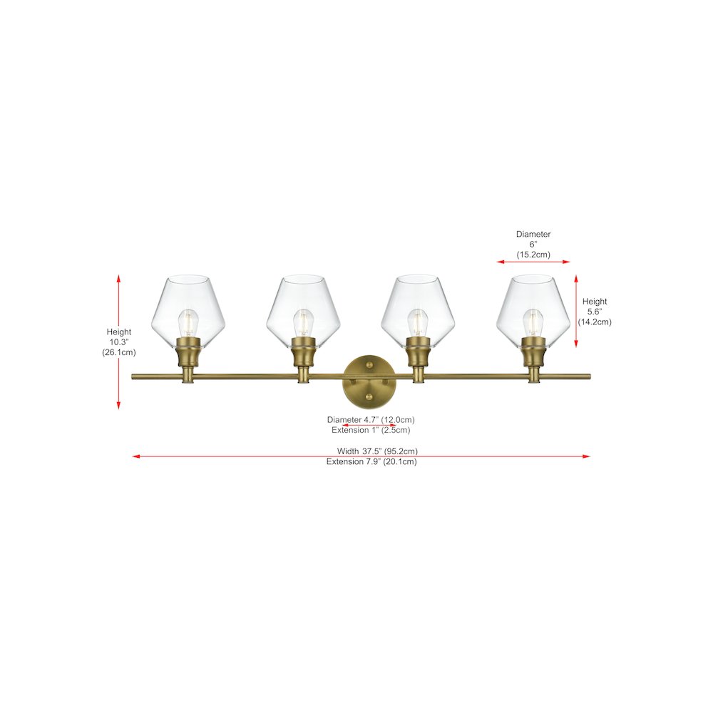 Gene 4 Light Satin Gold and Clear Glass Wall Sconce