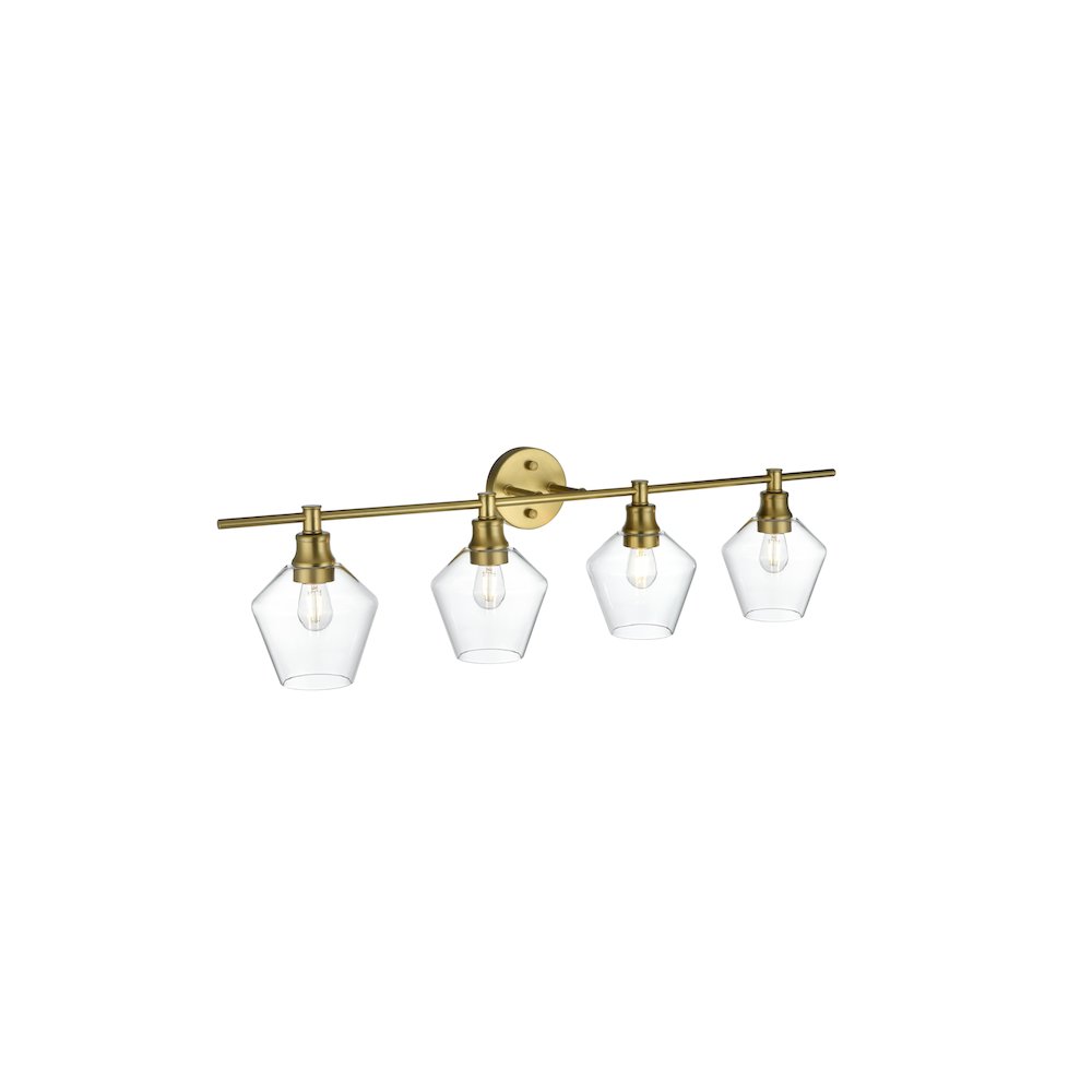 Gene 4 Light Satin Gold and Clear Glass Wall Sconce