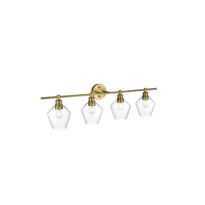 Gene 4 Light Satin Gold and Clear Glass Wall Sconce