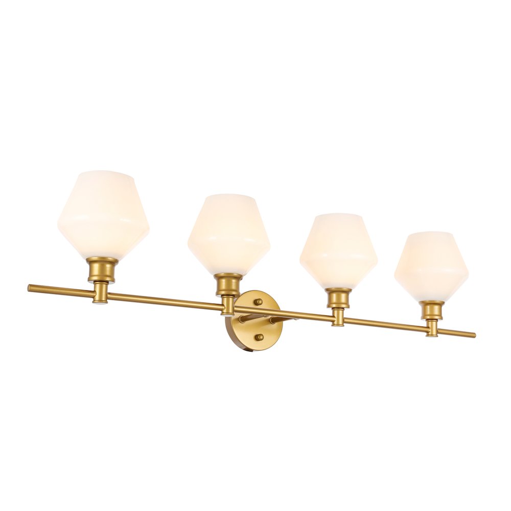 Gene 4 light Brass and Frosted white glass Wall sconce