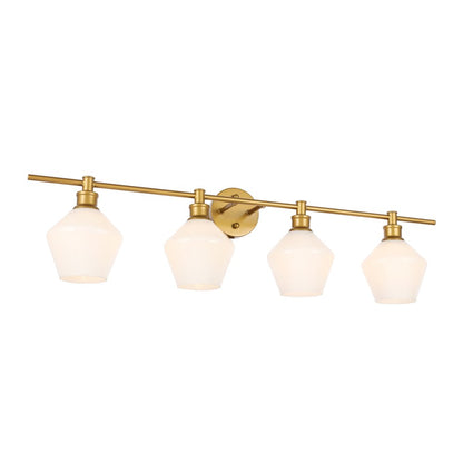 Gene 4 light Brass and Frosted white glass Wall sconce