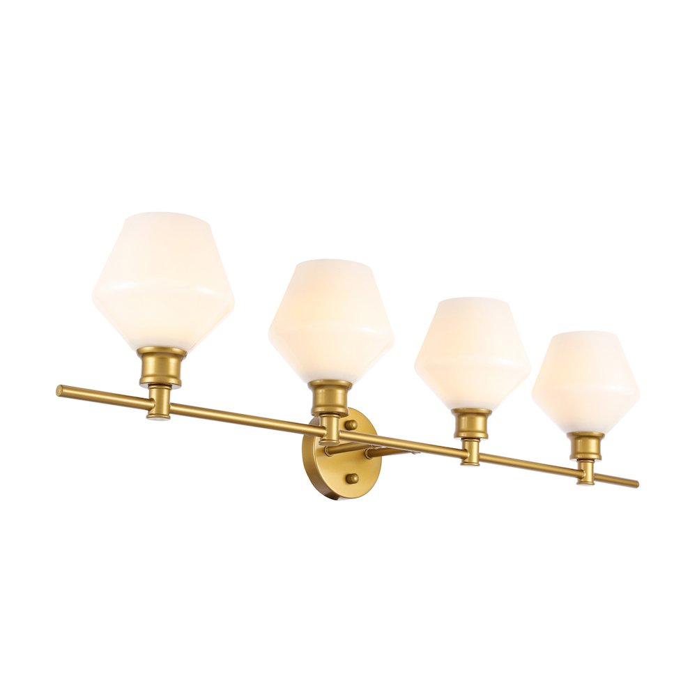 Gene 4 light Brass and Frosted white glass Wall sconce