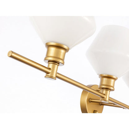 Gene 4 light Brass and Frosted white glass Wall sconce