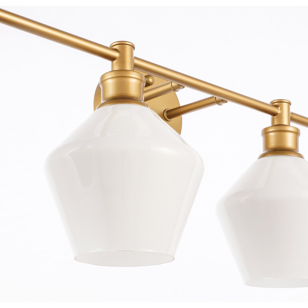 Gene 4 light Brass and Frosted white glass Wall sconce