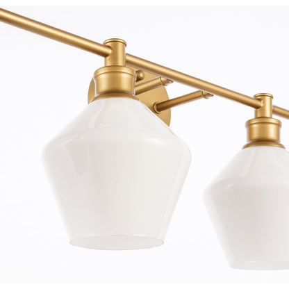 Gene 4 light Brass and Frosted white glass Wall sconce