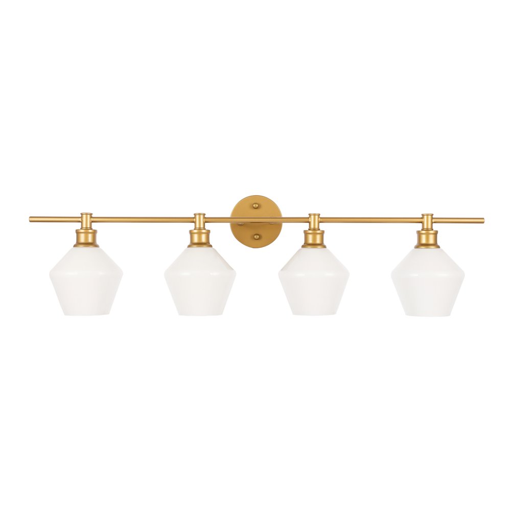 Gene 4 light Brass and Frosted white glass Wall sconce