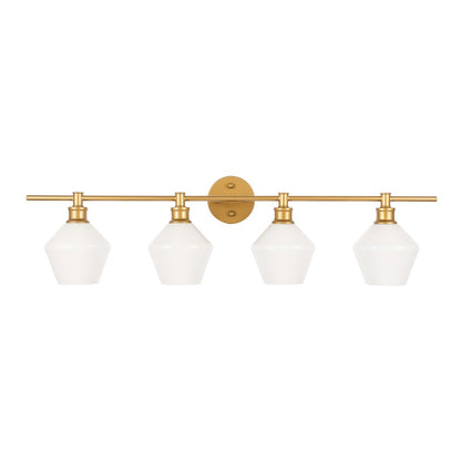 Gene 4 light Brass and Frosted white glass Wall sconce