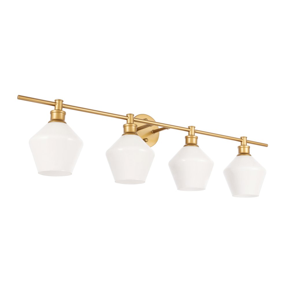 Gene 4 light Brass and Frosted white glass Wall sconce