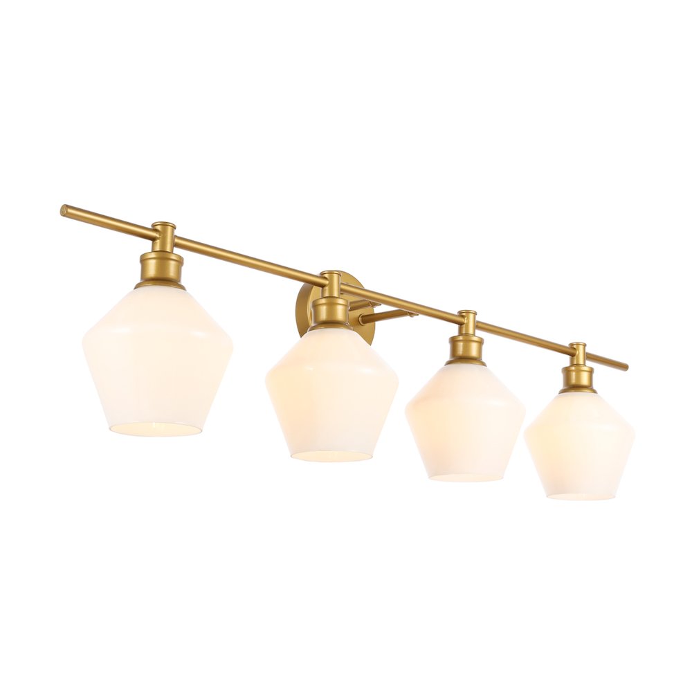 Gene 4 light Brass and Frosted white glass Wall sconce