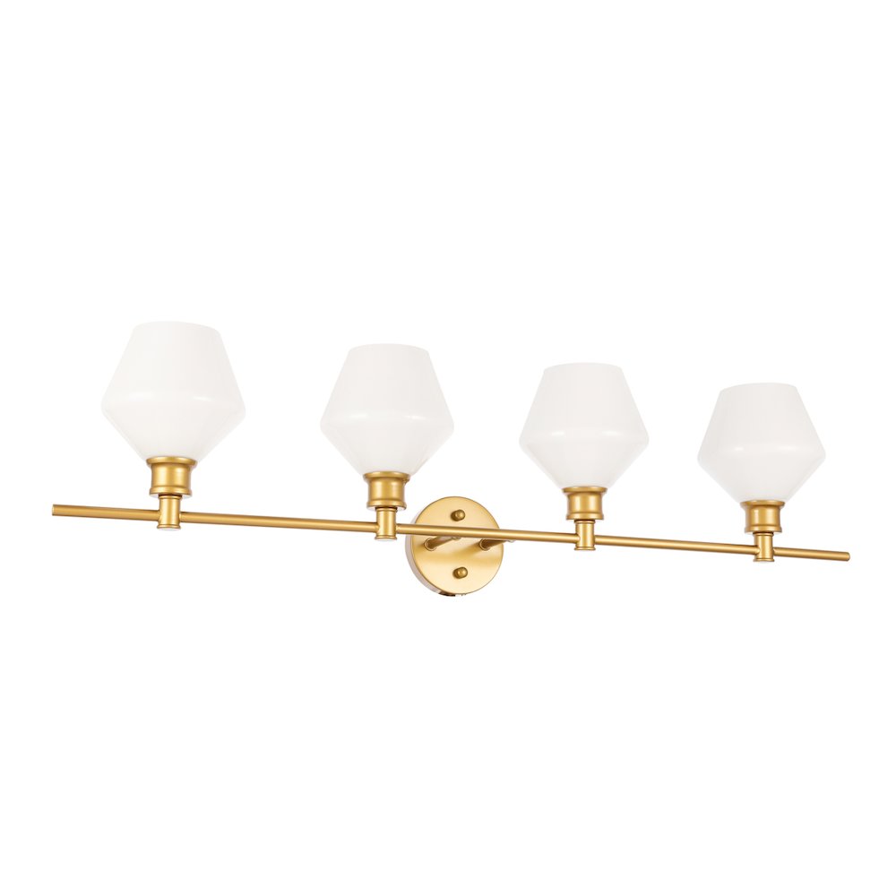 Gene 4 light Brass and Frosted white glass Wall sconce
