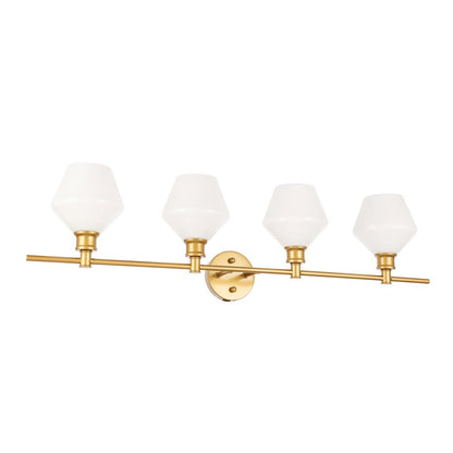 Gene 4 light Brass and Frosted white glass Wall sconce