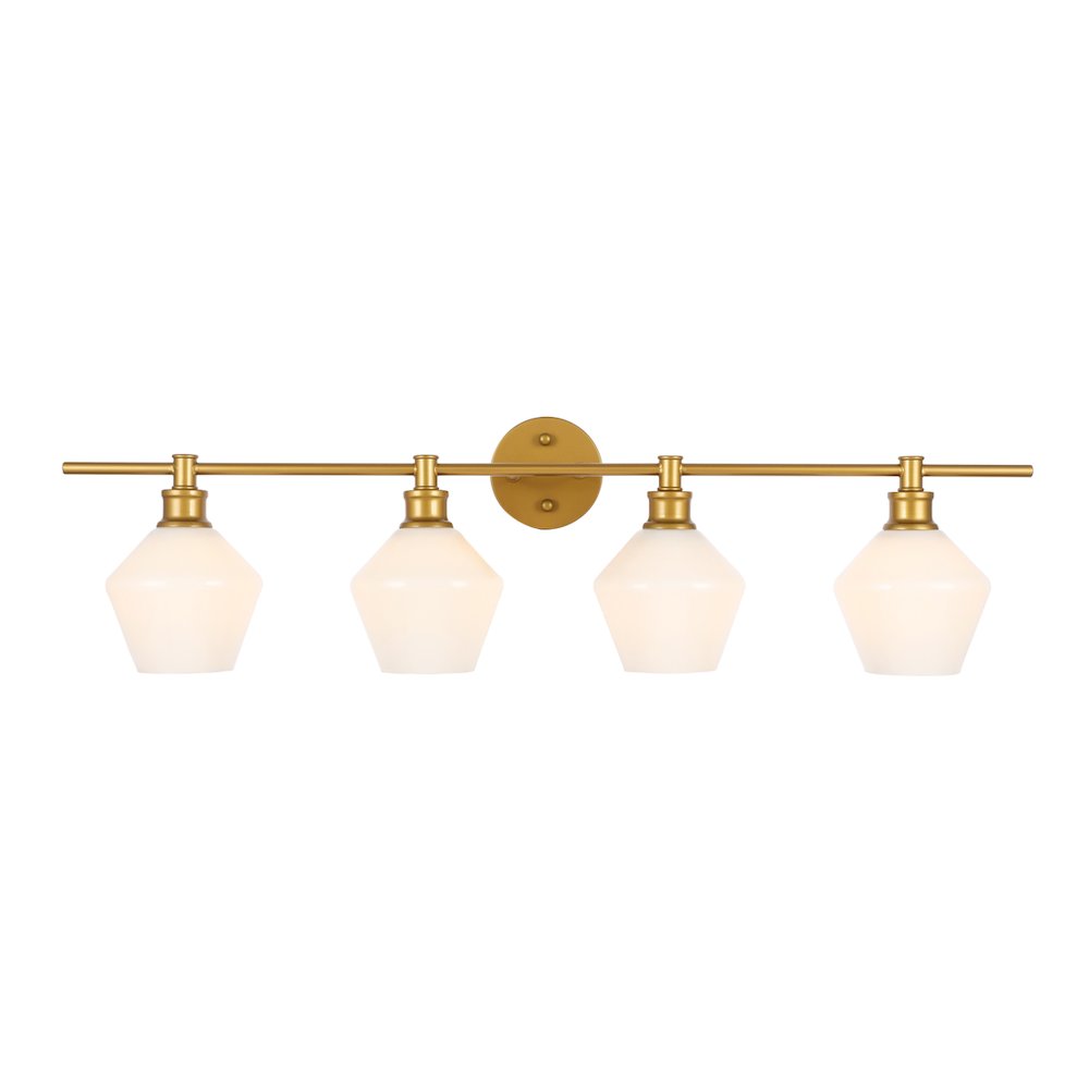 Gene 4 light Brass and Frosted white glass Wall sconce