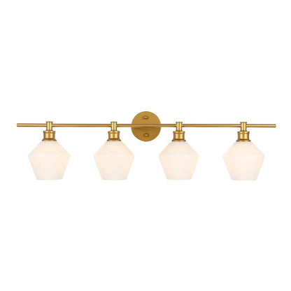 Gene 4 light Brass and Frosted white glass Wall sconce