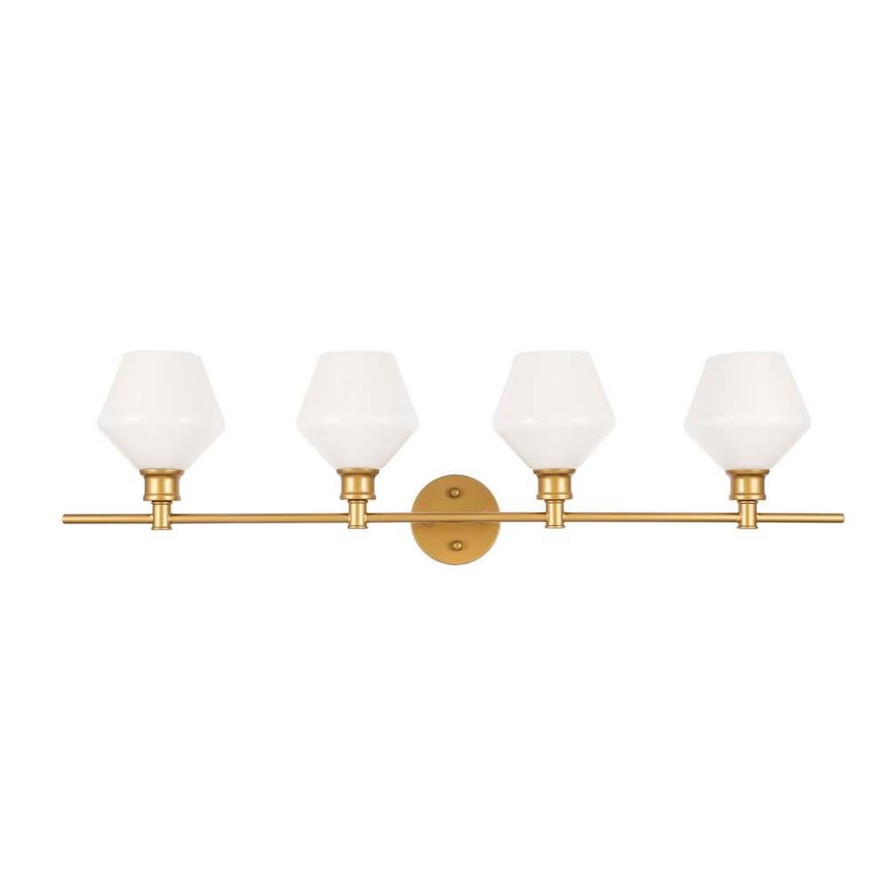 Gene 4 light Brass and Frosted white glass Wall sconce