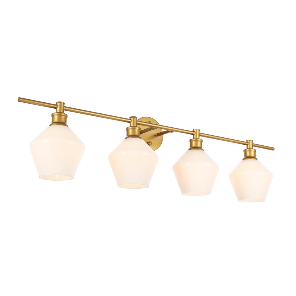 Gene 4 light Brass and Frosted white glass Wall sconce