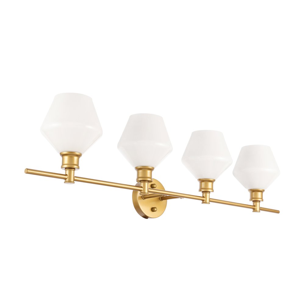 Gene 4 light Brass and Frosted white glass Wall sconce