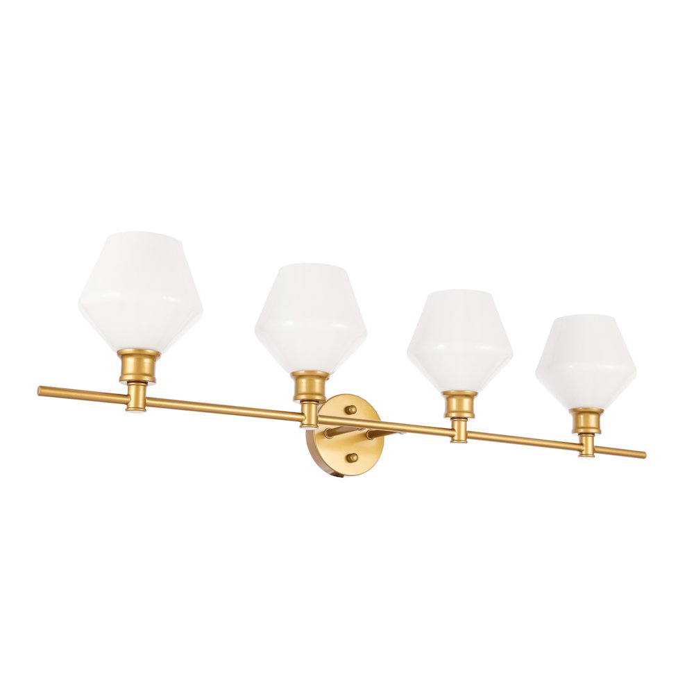 Gene 4 light Brass and Frosted white glass Wall sconce