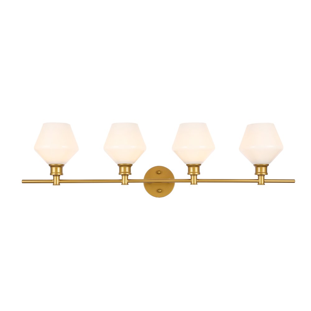 Gene 4 light Brass and Frosted white glass Wall sconce