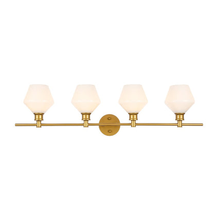 Gene 4 light Brass and Frosted white glass Wall sconce