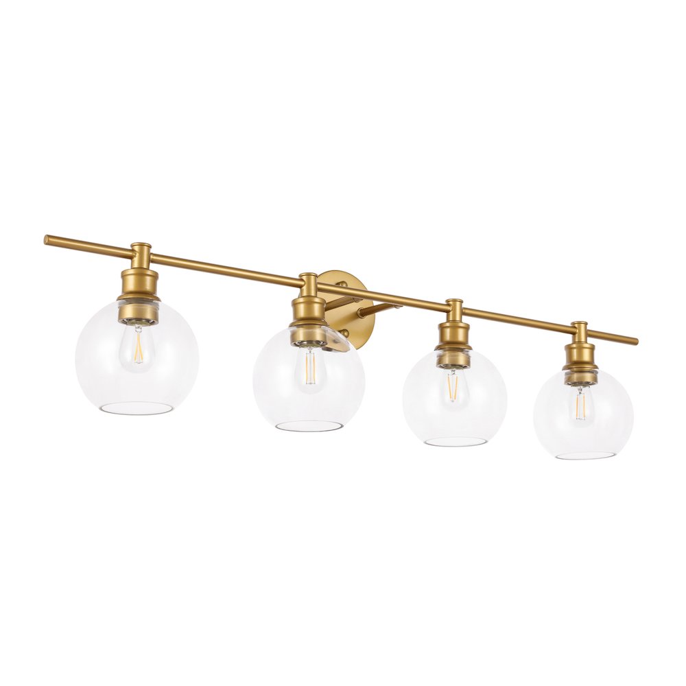 Collier 4 light Brass and Clear glass Wall sconce