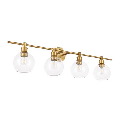 Collier 4 light Brass and Clear glass Wall sconce