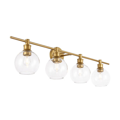 Collier 4 light Brass and Clear glass Wall sconce