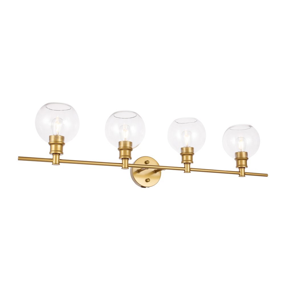 Collier 4 light Brass and Clear glass Wall sconce