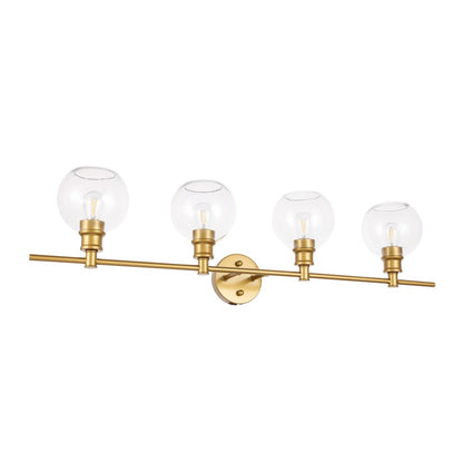 Collier 4 light Brass and Clear glass Wall sconce