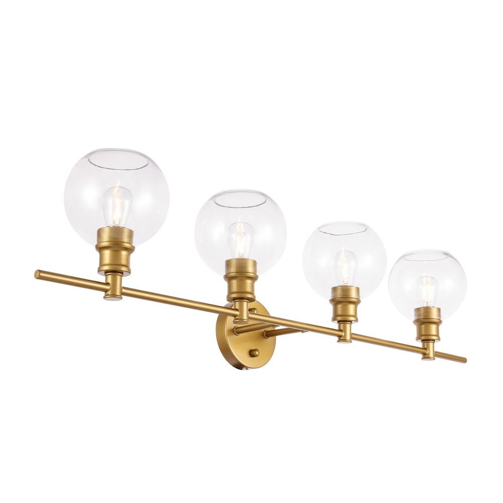 Collier 4 light Brass and Clear glass Wall sconce