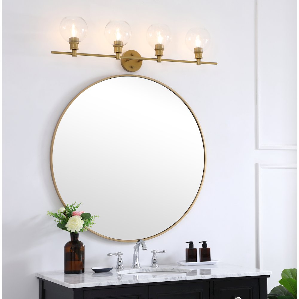 Collier 4 light Brass and Clear glass Wall sconce