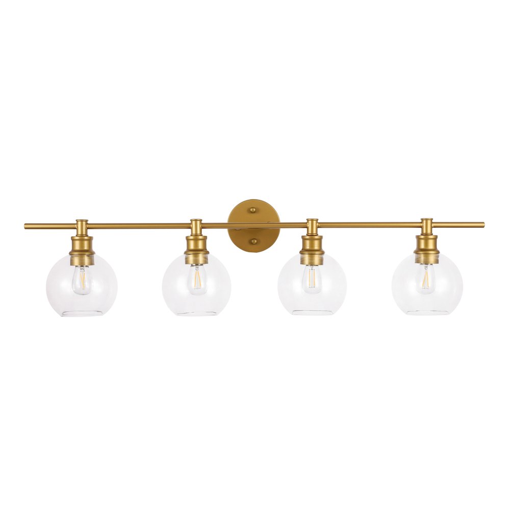 Collier 4 light Brass and Clear glass Wall sconce