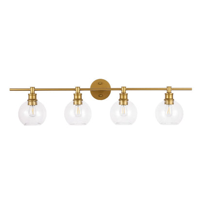 Collier 4 light Brass and Clear glass Wall sconce