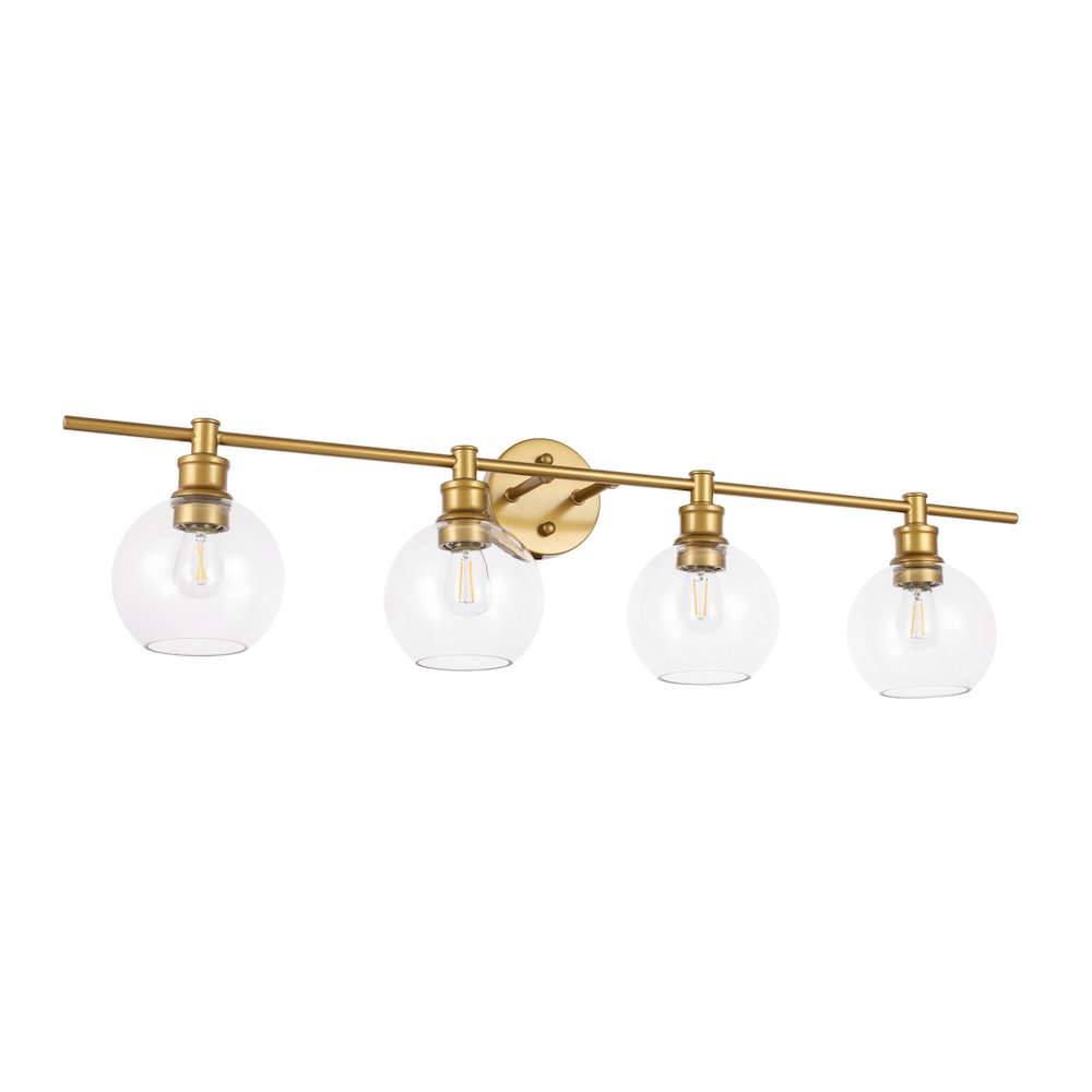 Collier 4 light Brass and Clear glass Wall sconce