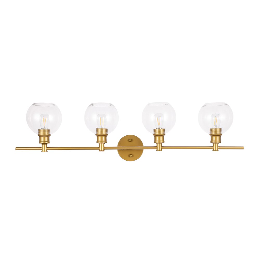 Collier 4 light Brass and Clear glass Wall sconce