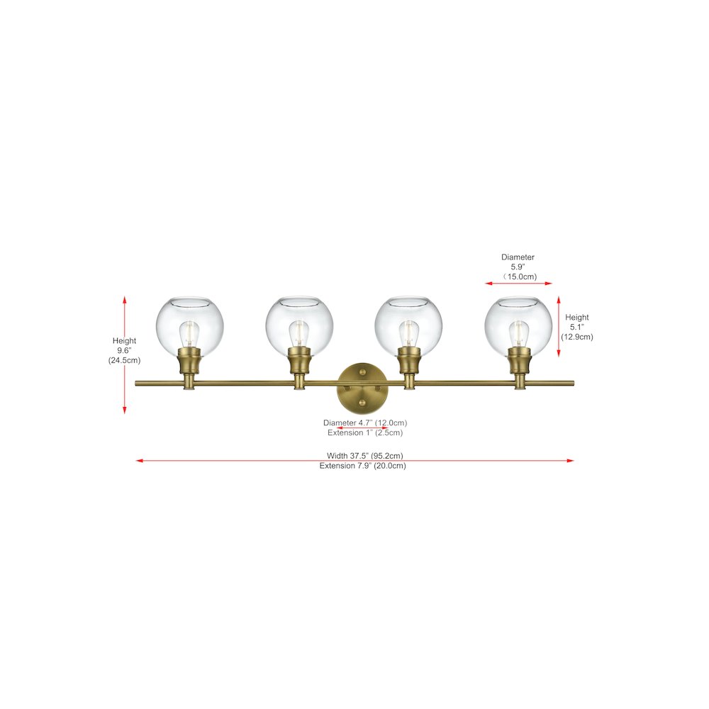 Collier 4 Light Satin Gold and Clear Glass Wall Sconce