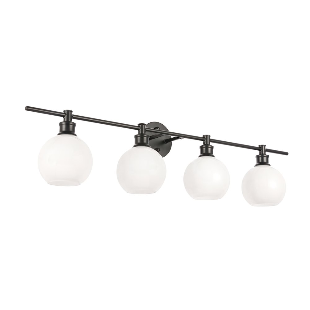 Collier 4 light Black and Frosted white glass Wall sconce