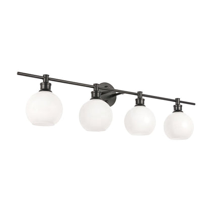 Collier 4 light Black and Frosted white glass Wall sconce